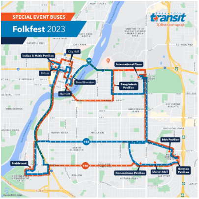Saskatoon bus transportation for 2023 Folkfest.
