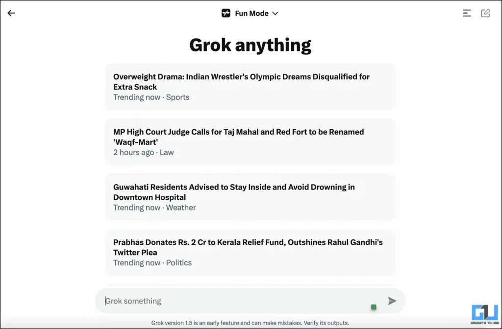 A screenshot of Grok AI early access on X (formerly Twitter)
