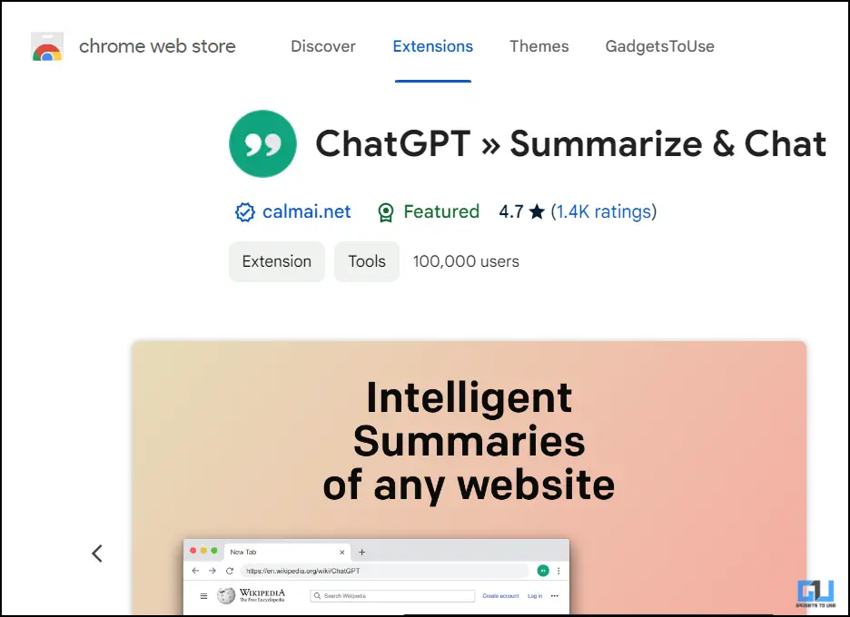 ChatGPT Summarize Homepage